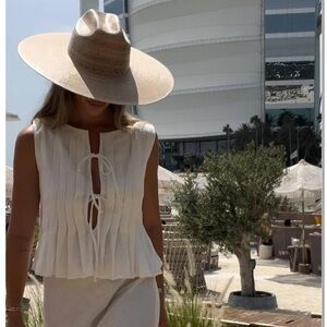 LINEN BOW TIE FRONT TANK TOP